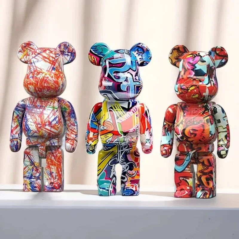 27cm/10Inches Graffiti Bear Figurine Home Decor Animal Abstract Ornament Storage Money Jar Modern Room Sculpture Table Decor Ho HoVerra