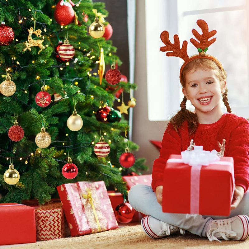 50Pcs/box Christmas Tree Balls Ornament Red Gold Hanging Bauble Pendant 2025 Christmas Decoration for Home 2026 New Year Gifts Ho HoVerra