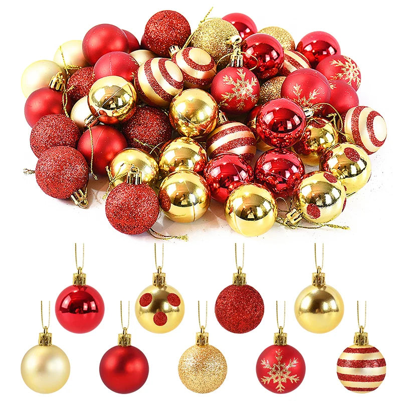 50Pcs/box Christmas Tree Balls Ornament Red Gold Hanging Bauble Pendant 2025 Christmas Decoration for Home 2026 New Year Gifts Ho HoVerra