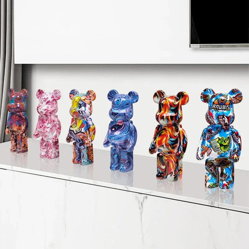 27cm/10Inches Graffiti Bear Figurine Home Decor Animal Abstract Ornament Storage Money Jar Modern Room Sculpture Table Decor  Ho HoVerra