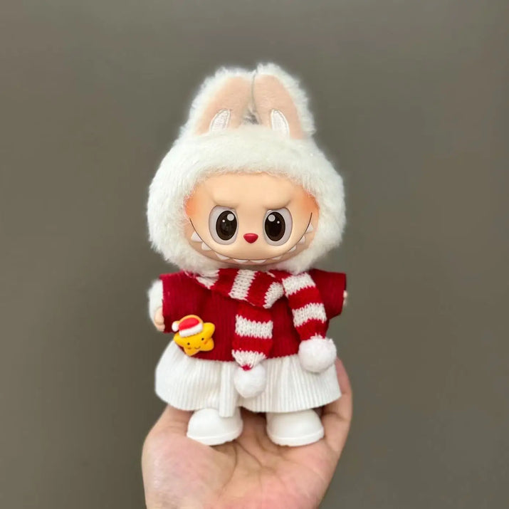 Doll Clothes For 15-17CM Labubu Clothing Merry Christmas Hat Scarf Elk Snowman Set Mini Plush Doll Accessory New Year Dress Gift  Ho HoVerra