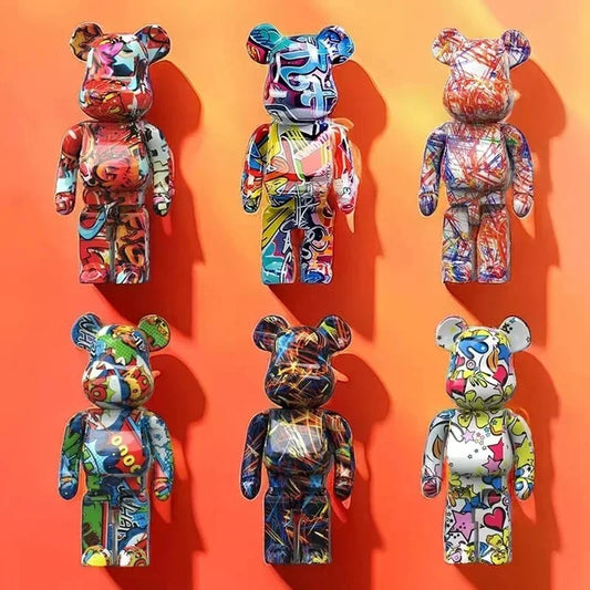 27cm/10Inches Graffiti Bear Figurine Home Decor Animal Abstract Ornament Storage Money Jar Modern Room Sculpture Table Decor  Ho HoVerra