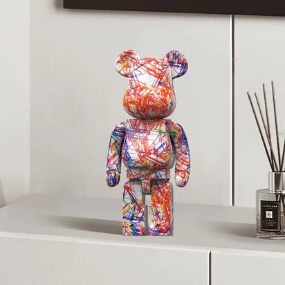 27cm/10Inches Graffiti Bear Figurine Home Decor Animal Abstract Ornament Storage Money Jar Modern Room Sculpture Table Decor  Ho HoVerra