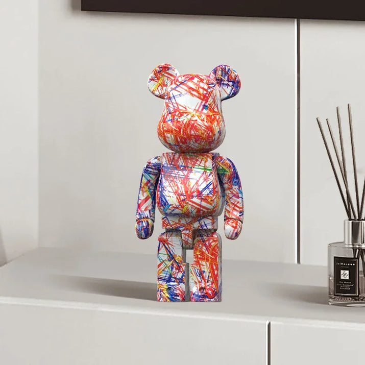 27cm/10Inches Graffiti Bear Figurine Home Decor Animal Abstract Ornament Storage Money Jar Modern Room Sculpture Table Decor  Ho HoVerra