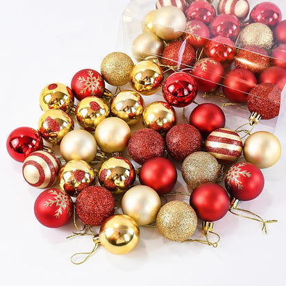 50Pcs/box Christmas Tree Balls Ornament Red Gold Hanging Bauble Pendant 2025 Christmas Decoration for Home 2026 New Year Gifts  Ho HoVerra