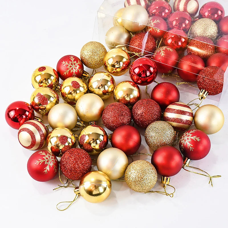 50Pcs/box Christmas Tree Balls Ornament Red Gold Hanging Bauble Pendant 2025 Christmas Decoration for Home 2026 New Year Gifts  Ho HoVerra