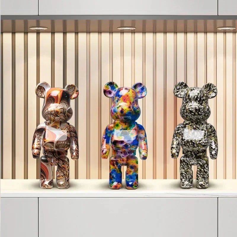 27cm/10Inches Graffiti Bear Figurine Home Decor Animal Abstract Ornament Storage Money Jar Modern Room Sculpture Table Decor  Ho HoVerra