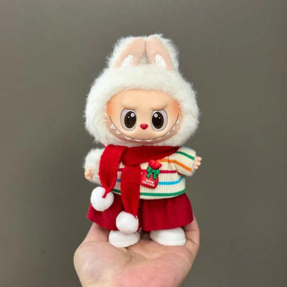 Doll Clothes For 15-17CM Labubu Clothing Merry Christmas Hat Scarf Elk Snowman Set Mini Plush Doll Accessory New Year Dress Gift  Ho HoVerra