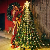 LED Christmas Waterfall Fairy String Light with Topper Star Christmas Tree Decoration 2025 for Home Navidad Natal New Year 2026  Ho HoVerra