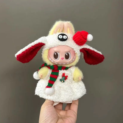 Doll Clothes For 15-17CM Labubu Clothing Merry Christmas Hat Scarf Elk Snowman Set Mini Plush Doll Accessory New Year Dress Gift  Ho HoVerra