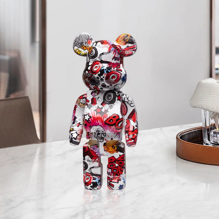 27cm/10Inches Graffiti Bear Figurine Home Decor Animal Abstract Ornament Storage Money Jar Modern Room Sculpture Table Decor  Ho HoVerra