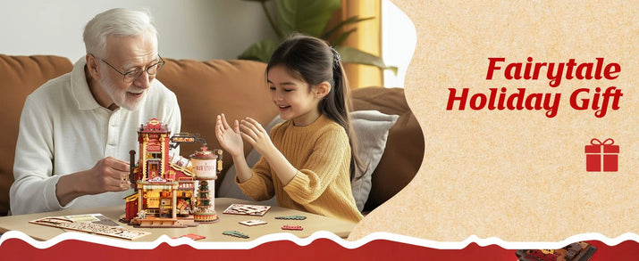 Robotime Rokr Wooden Music Box Christmas Dream Gift Factory 3D Wooden Puzzles Wooden Model Kits Build Best Gifts for Kids Adults  Ho HoVerra