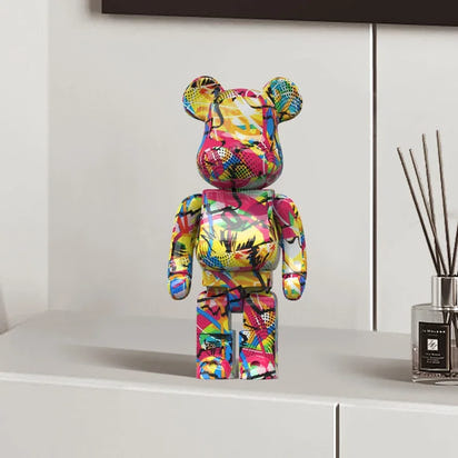 27cm/10Inches Graffiti Bear Figurine Home Decor Animal Abstract Ornament Storage Money Jar Modern Room Sculpture Table Decor  Ho HoVerra