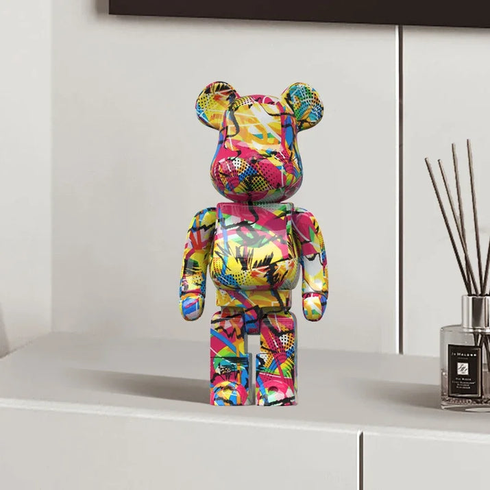 27cm/10Inches Graffiti Bear Figurine Home Decor Animal Abstract Ornament Storage Money Jar Modern Room Sculpture Table Decor  Ho HoVerra