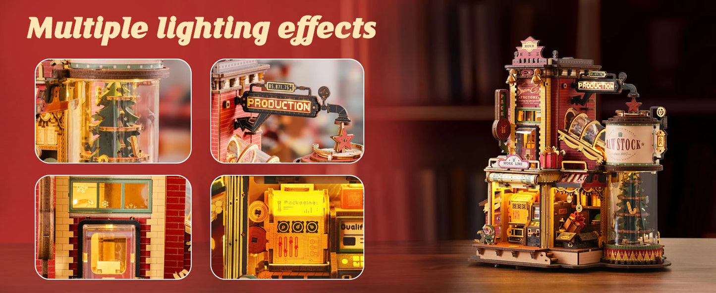 Robotime Rokr Wooden Music Box Christmas Dream Gift Factory 3D Wooden Puzzles Wooden Model Kits Build Best Gifts for Kids Adults  Ho HoVerra