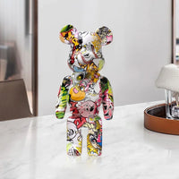 27cm/10Inches Graffiti Bear Figurine Home Decor Animal Abstract Ornament Storage Money Jar Modern Room Sculpture Table Decor  Ho HoVerra