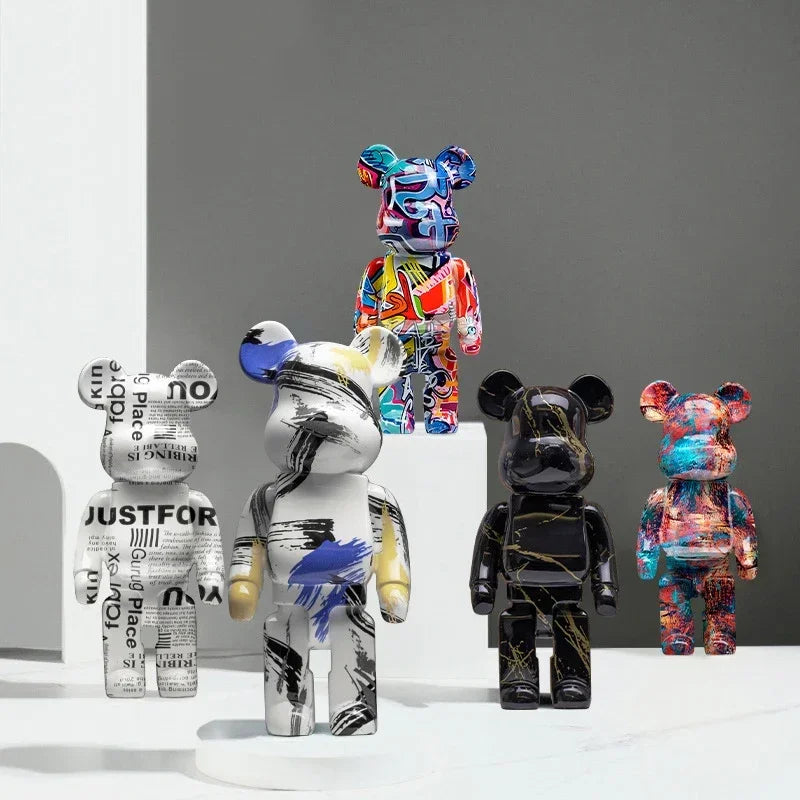 27cm/10Inches Graffiti Bear Figurine Home Decor Animal Abstract Ornament Storage Money Jar Modern Room Sculpture Table Decor  Ho HoVerra