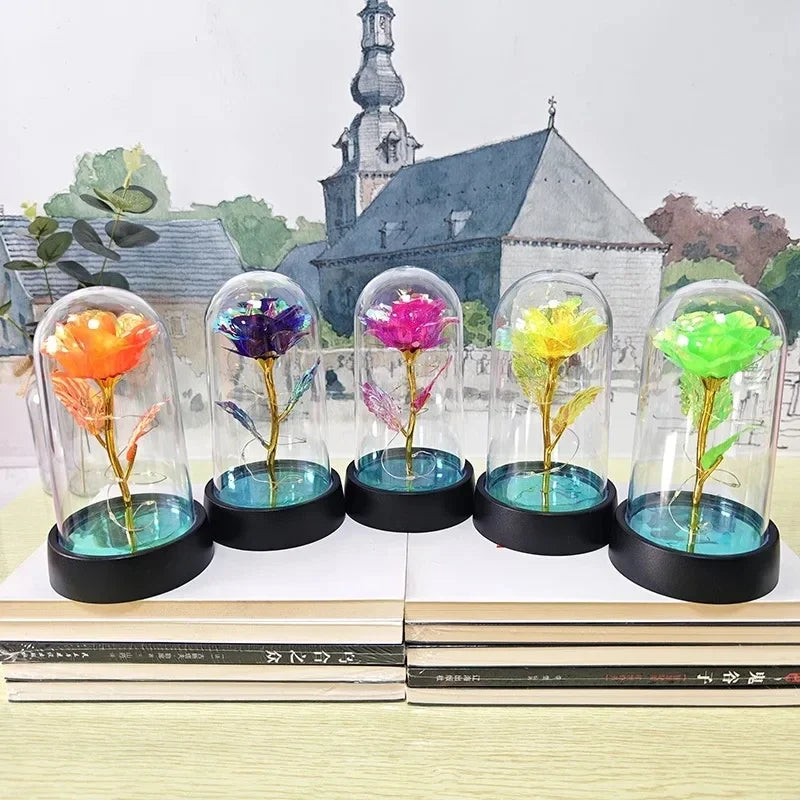 Artificial Rose Flowers Valentines Day Gift for Girlfriend Eternal Rose LED Light Foil Flower Wedding Decor Christmas Gifts  Ho HoVerra