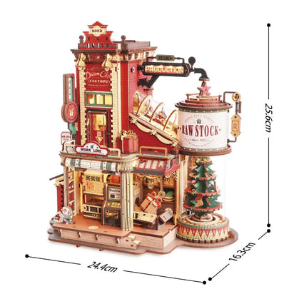 Robotime Rokr Wooden Music Box Christmas Dream Gift Factory 3D Wooden Puzzles Wooden Model Kits Build Best Gifts for Kids Adults  Ho HoVerra