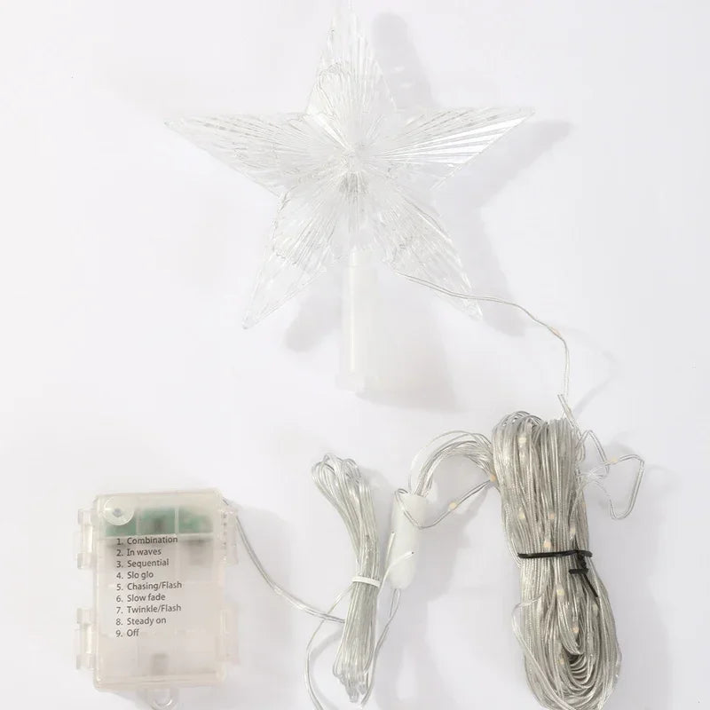 LED Christmas Waterfall Fairy String Light with Topper Star Christmas Tree Decoration 2025 for Home Navidad Natal New Year 2026  Ho HoVerra