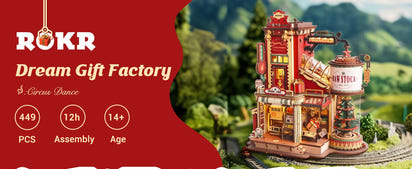 Robotime Rokr Wooden Music Box Christmas Dream Gift Factory 3D Wooden Puzzles Wooden Model Kits Build Best Gifts for Kids Adults  Ho HoVerra