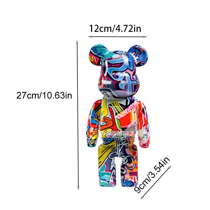 27cm/10Inches Graffiti Bear Figurine Home Decor Animal Abstract Ornament Storage Money Jar Modern Room Sculpture Table Decor  Ho HoVerra