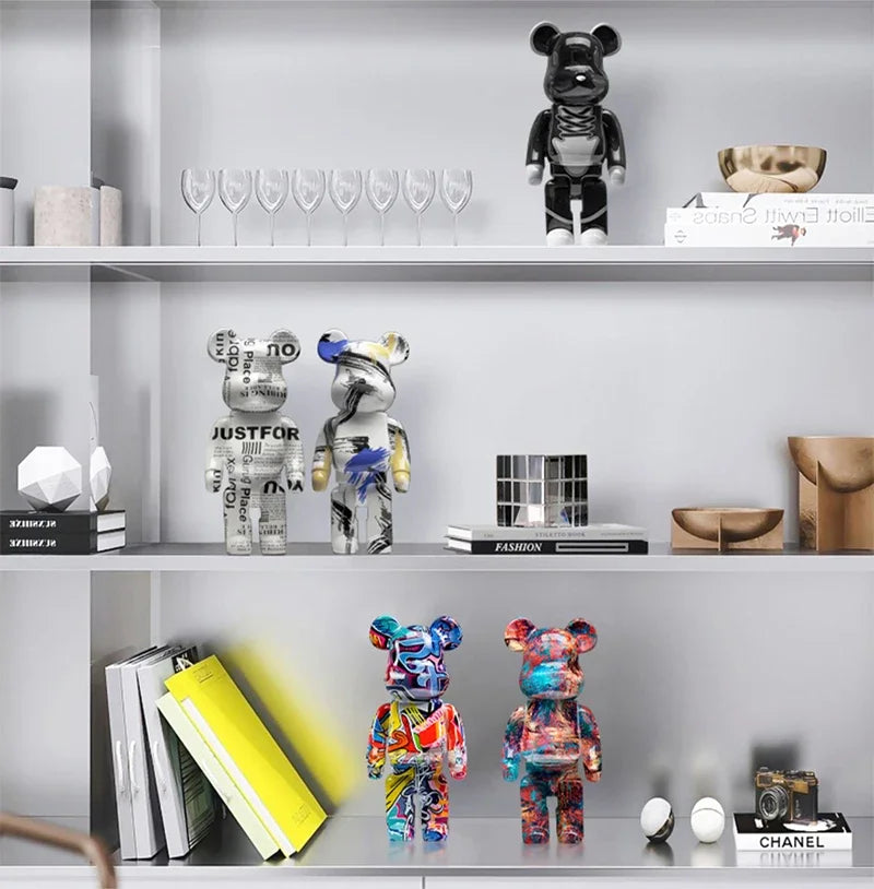 27cm/10Inches Graffiti Bear Figurine Home Decor Animal Abstract Ornament Storage Money Jar Modern Room Sculpture Table Decor  Ho HoVerra