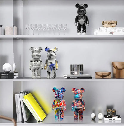 27cm/10Inches Graffiti Bear Figurine Home Decor Animal Abstract Ornament Storage Money Jar Modern Room Sculpture Table Decor  Ho HoVerra