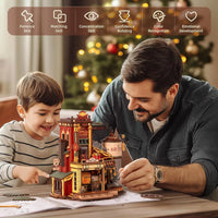 Robotime Rokr Wooden Music Box Christmas Dream Gift Factory 3D Wooden Puzzles Wooden Model Kits Build Best Gifts for Kids Adults  Ho HoVerra