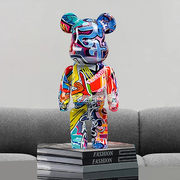 27cm/10Inches Graffiti Bear Figurine Home Decor Animal Abstract Ornament Storage Money Jar Modern Room Sculpture Table Decor  Ho HoVerra
