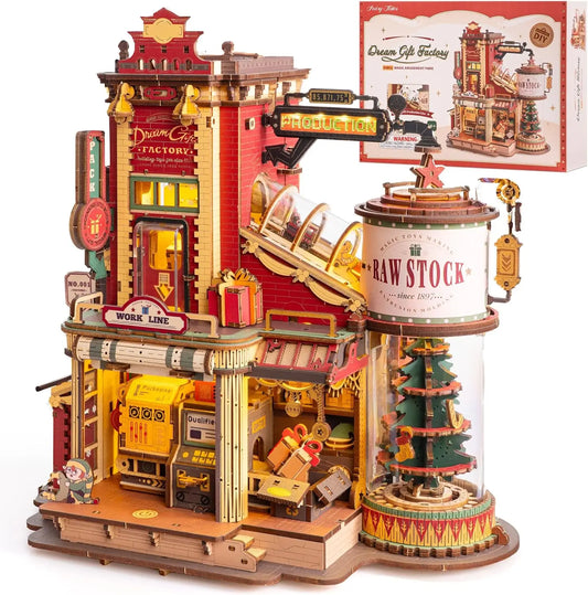 Robotime Rokr Wooden Music Box Christmas Dream Gift Factory 3D Wooden Puzzles Wooden Model Kits Build Best Gifts for Kids Adults  Ho HoVerra