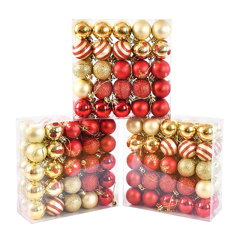50Pcs/box Christmas Tree Balls Ornament Red Gold Hanging Bauble Pendant 2025 Christmas Decoration for Home 2026 New Year Gifts  Ho HoVerra