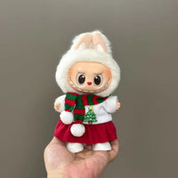 Doll Clothes For 15-17CM Labubu Clothing Merry Christmas Hat Scarf Elk Snowman Set Mini Plush Doll Accessory New Year Dress Gift  Ho HoVerra